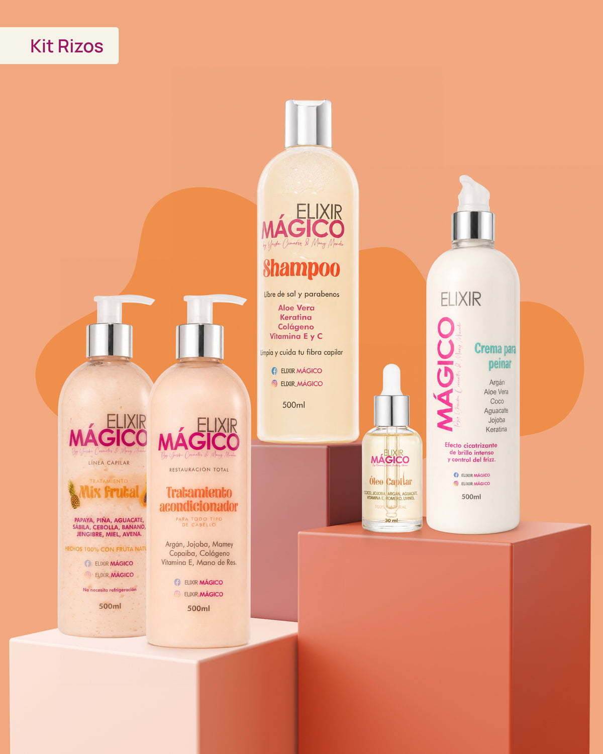 Kit Rizos Elixir Mágico, rutina completa para cabello rizado y ondulado