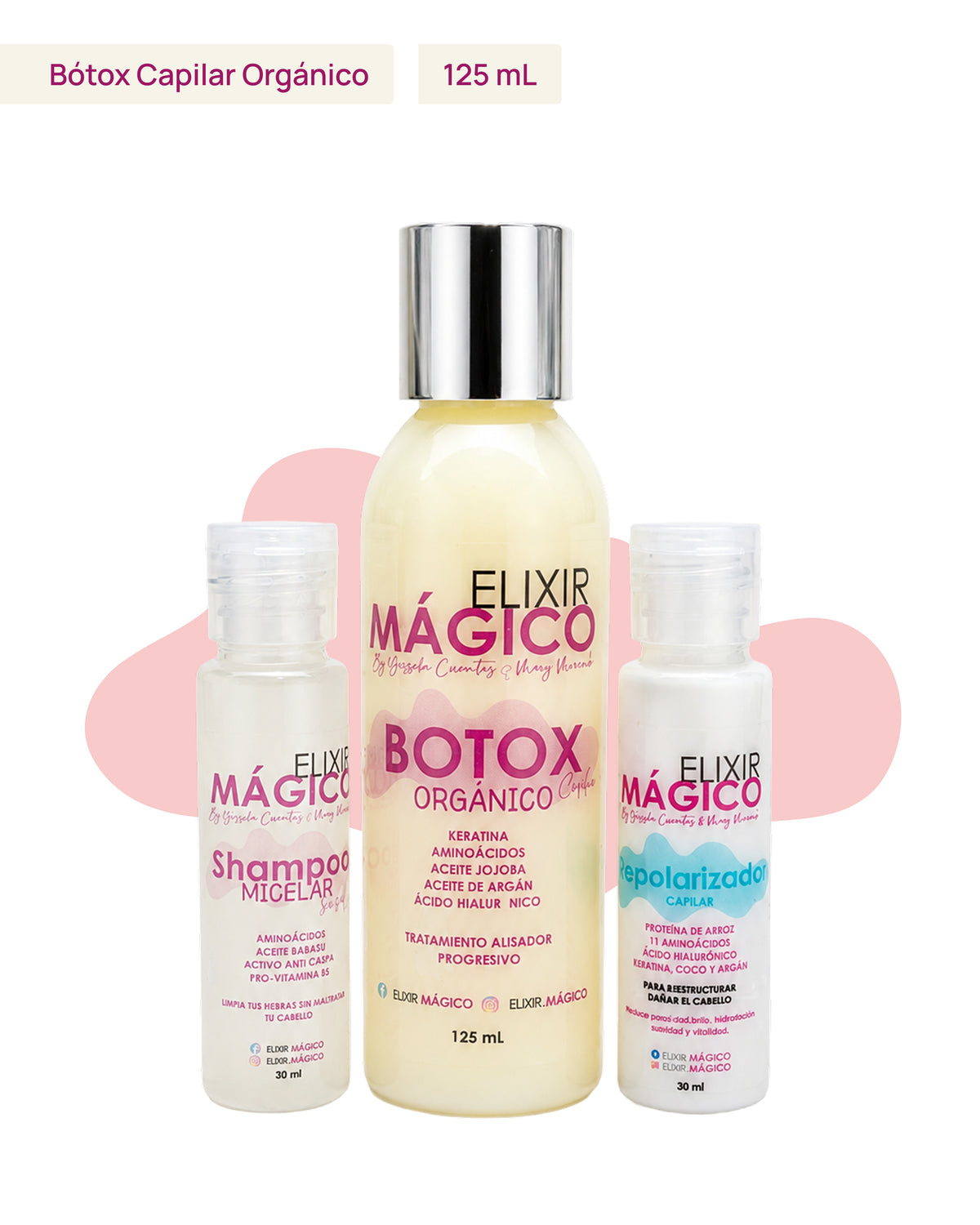 Bótox capilar orgánico Elixir Mágico 125ml, alisado progresivo