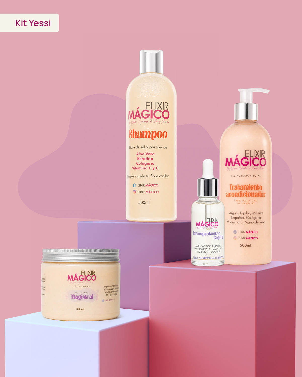 Kit Yessi Elixir Mágico, rutina de hidratación intensiva para cabello seco