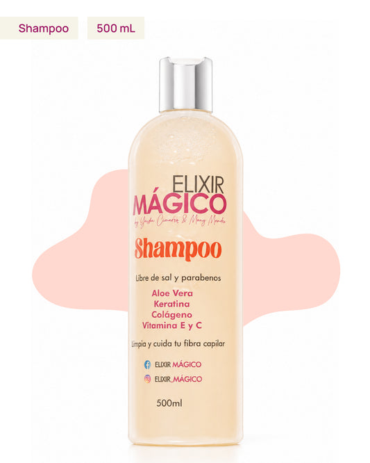 Shampoo Elixir Mágico 500ml libre de sales y parabenos para cabello seco y alisado